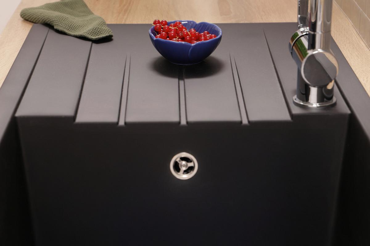 Spüle Respekta Houston 100X501BS Schwarz - Schwarz, Trend, Glas/Kunststoff (100/21/50cm) - Respekta