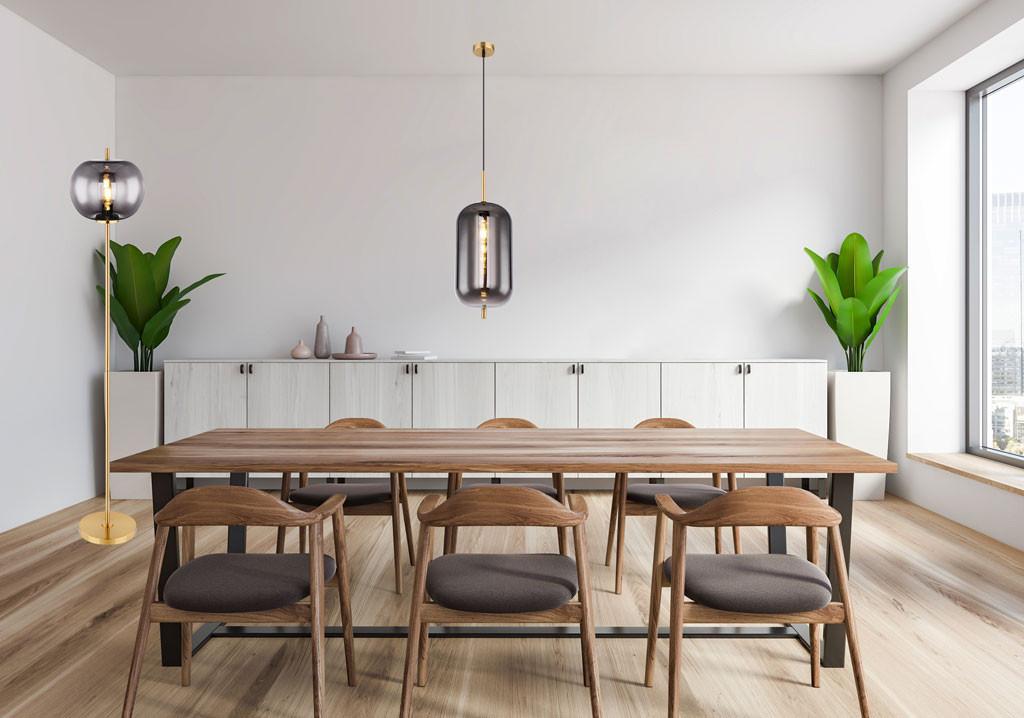 Stehleuchte Blacky I in Messingfarben max. 60 Watt - Messingfarben, Design, Glas/Metall (30/160cm) - Globo
