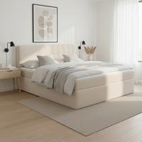 Boxbett Marco Creme ca. 160x200 cm - Creme/Schwarz, MODERN, Holz/Kunststoff (160/200cm) - Bessagi Home