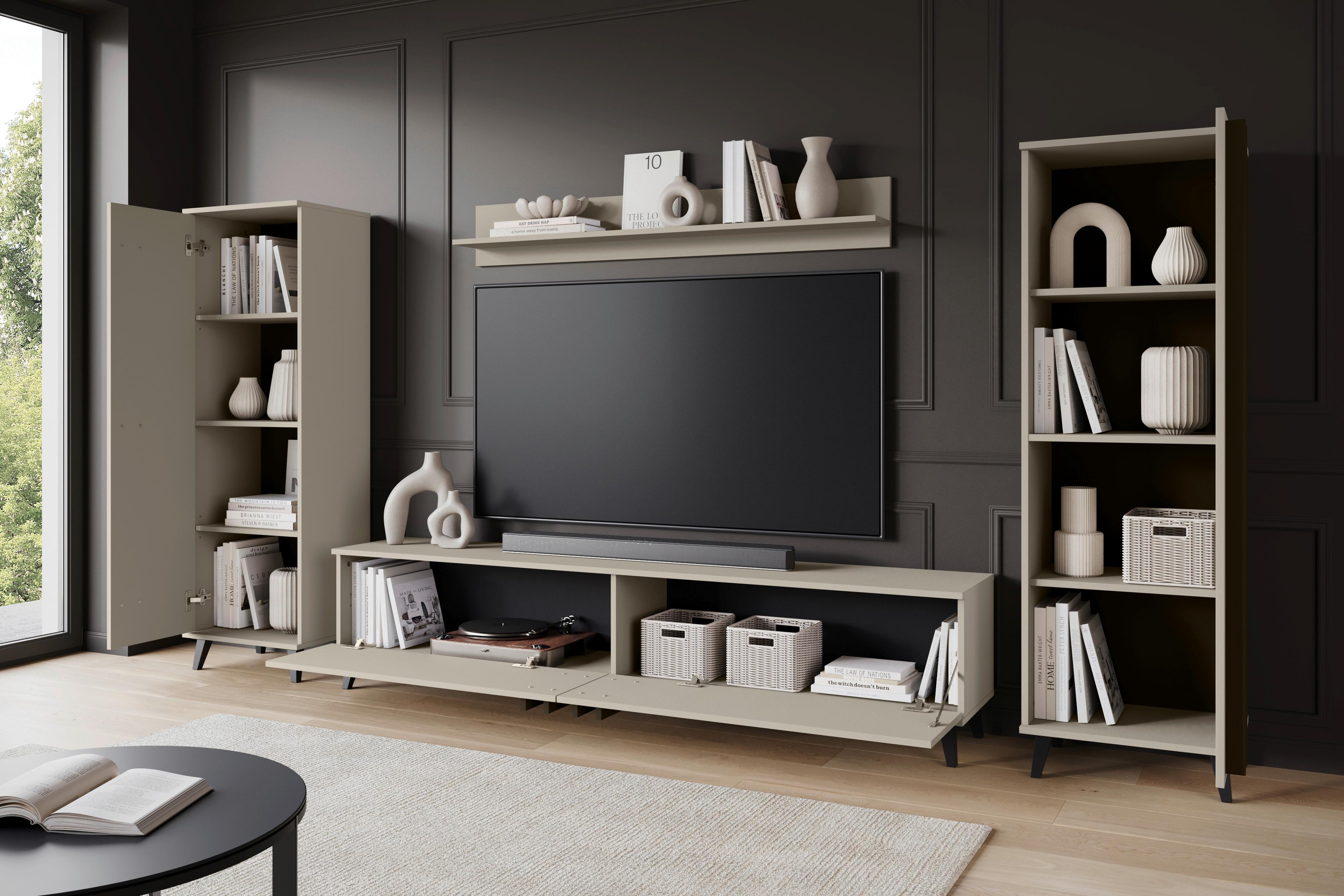 Dnevni Regal Helsinki 1, Bež, 4-Delno - črna/bež, Trend, umetna masa/leseni material (270/140/33cm)