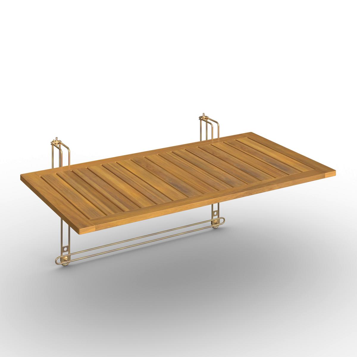 Balkontisch Helena Akazie/ Metall ca. 80x35x40 cm - Silberfarben/Akaziefarben, MODERN, Holz/Metall (80/35/40cm) - Bessagi Garden