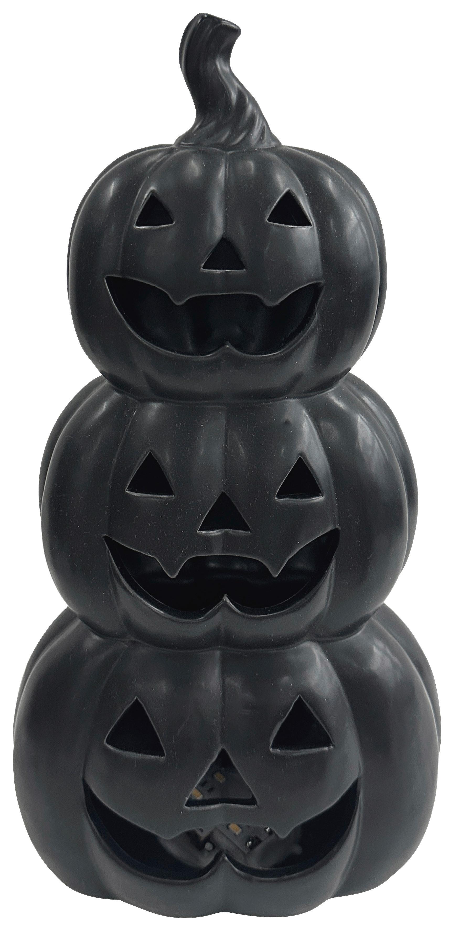 Dekokürbis Spooky Schwarz - Schwarz, Keramik/Kunststoff (18,9/34,6/11,1cm) - Mömax