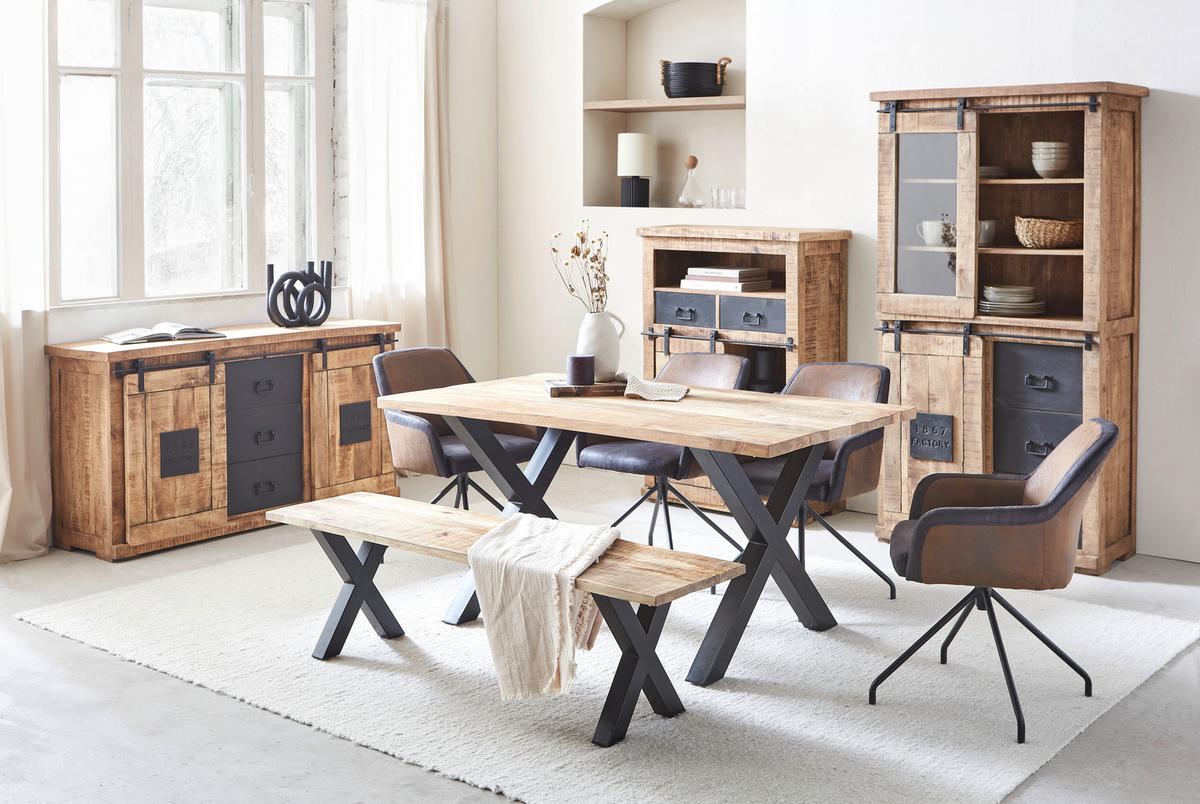 KRZESŁO Z PODŁOKIETNIKAMI FLOYD - czarny/brązowy, Lifestyle, metal/tkanina (58/80/62cm) - Landscape