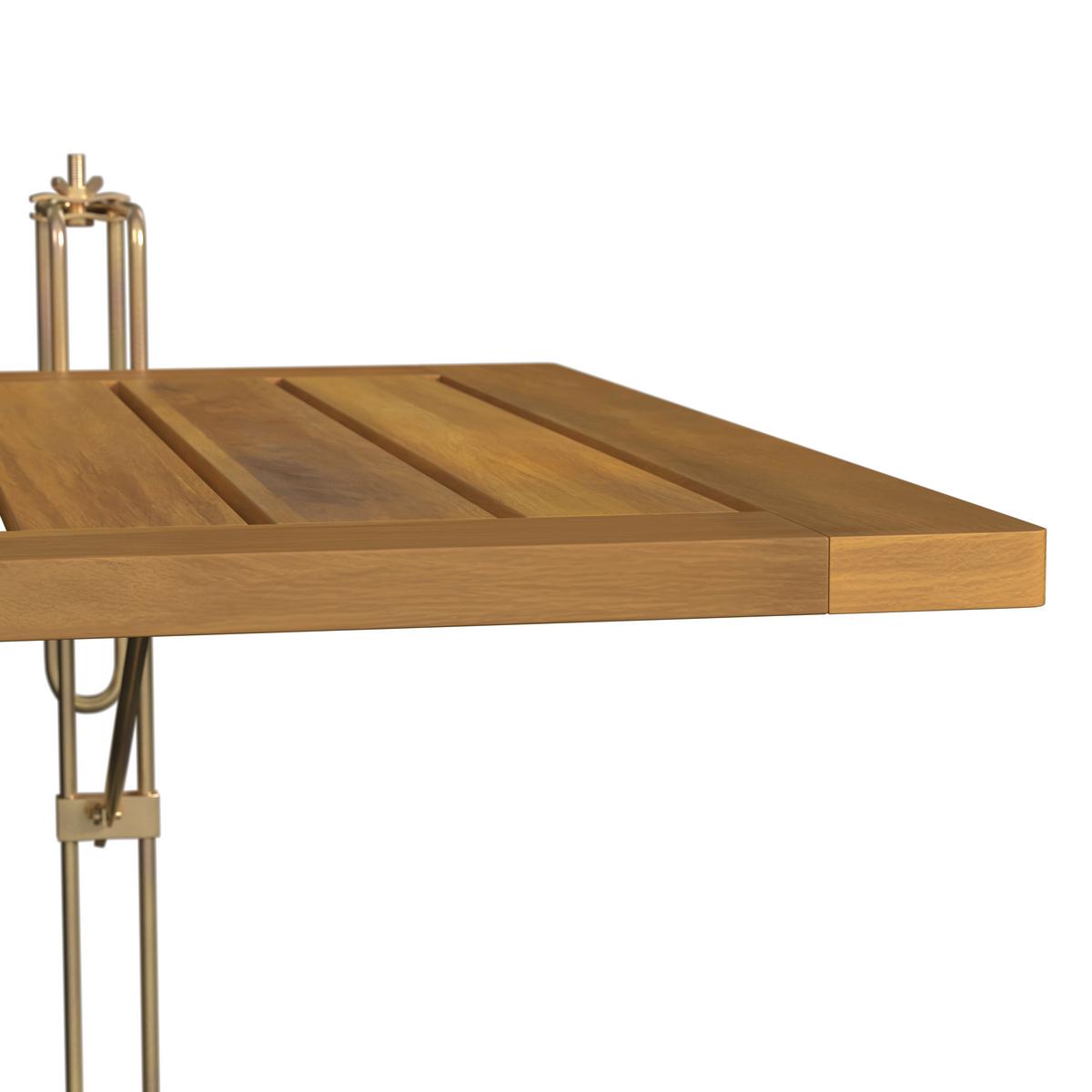 Balkontisch Helena Akazie/ Metall ca. 65x35x45 cm - Silberfarben/Akaziefarben, MODERN, Holz/Metall (65/35/45cm) - Bessagi Garden