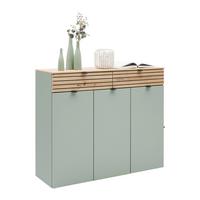 Kommode Bahia-M Grün/Eiche Artisan - Schwarz/Eiche Artisan, Modern, Holzwerkstoff/Metall (122/101/39cm) - Mömax