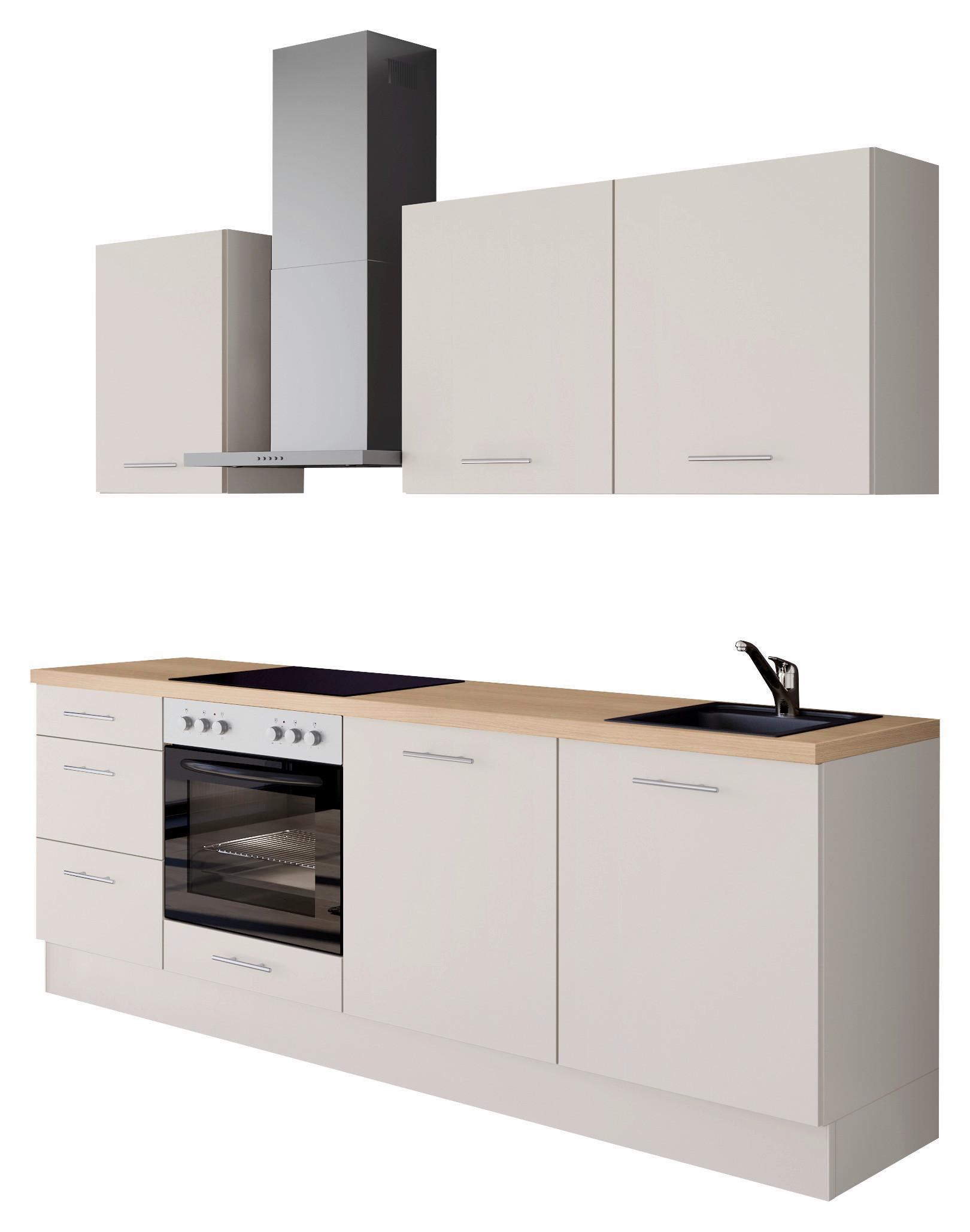 Küchenblock IBZ ohne Geräte ca. 230 cm Magnolie - Edelstahlfarben/Eichefarben, Design, Holzwerkstoff/Metall (230cm) - Impuls