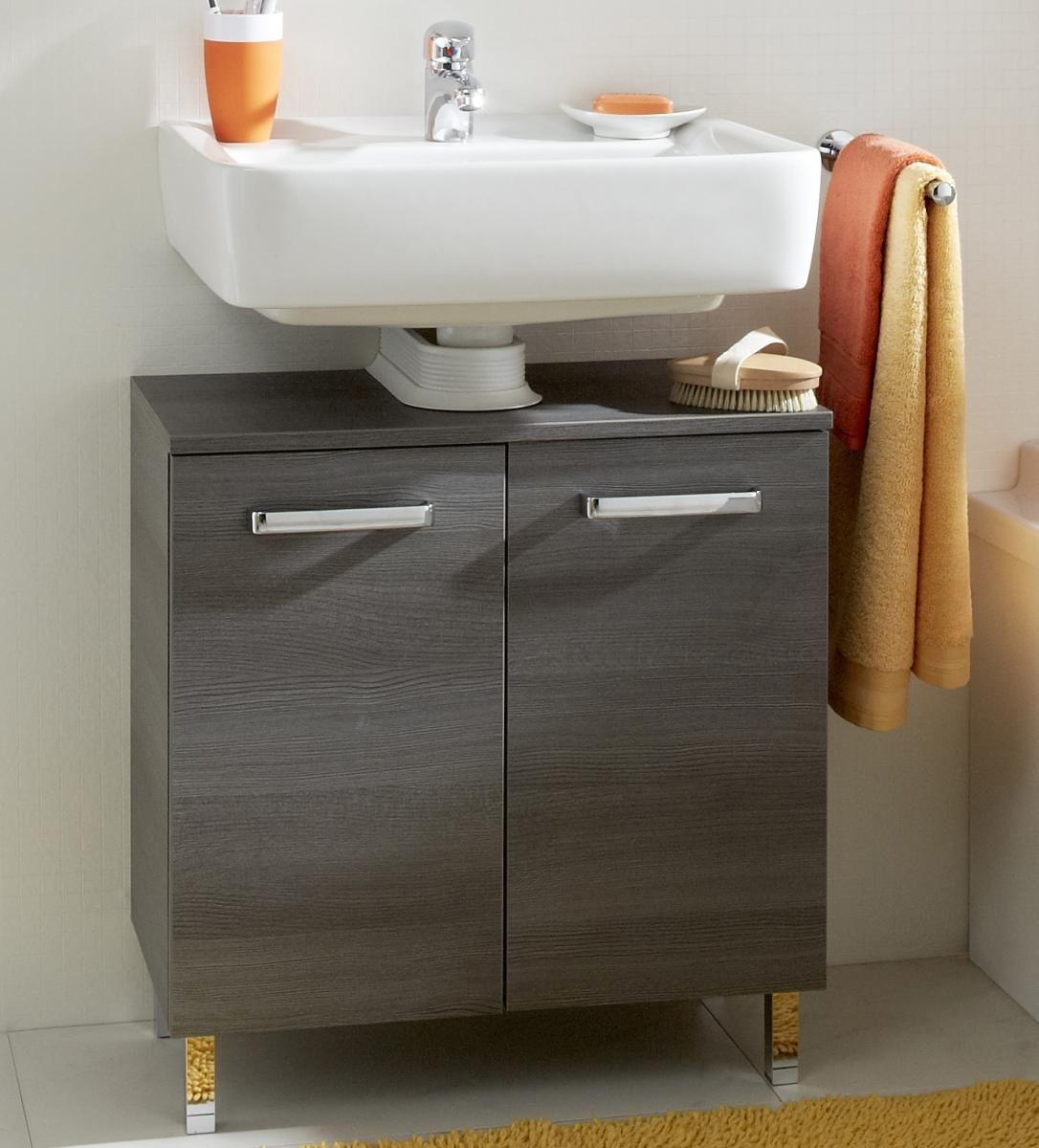 WASCHBECKENUNTERSCHRANK in Graphit 'Bonn' - Chromfarben/Graphitfarben, KONVENTIONELL, Holzwerkstoff (60,0/62,0/33,0cm) - Xora