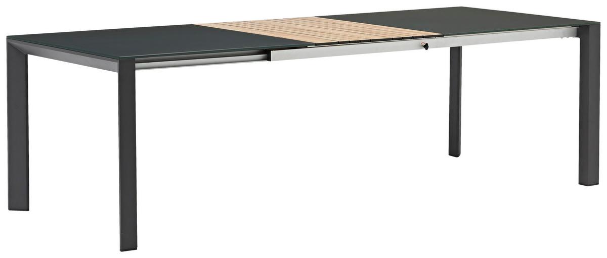 Gartenset 5-tlg. Metall/Glas/ Textil/Kunststof/Holzwerkstoff - Dunkelgrau/Anthrazit, Basics, Glas/Holzwerkstoff (180+60/100/74cm) - Acamp