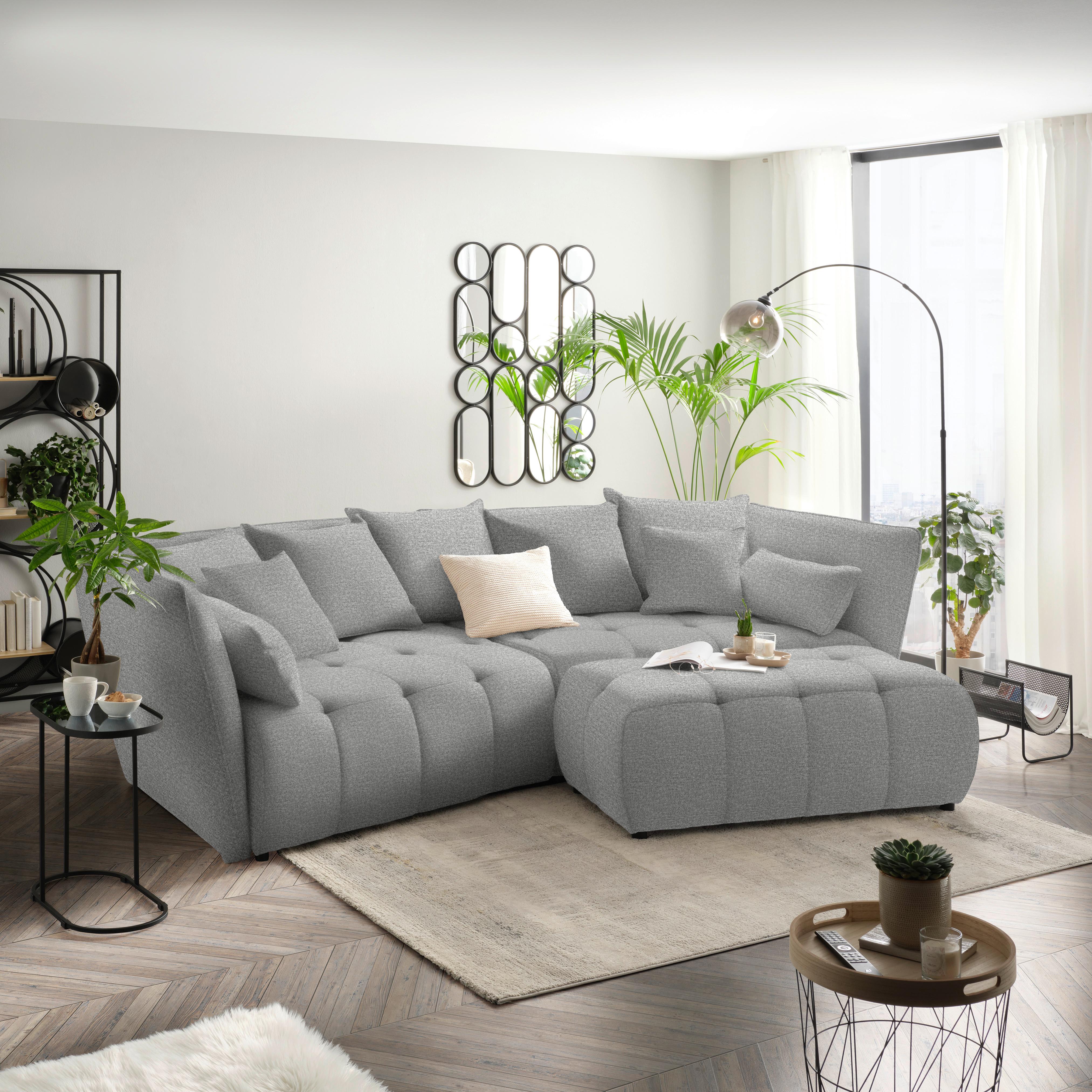 Boxspringsofa Sofi Hellgrau - Hellgrau/Schwarz, MODERN, Textil (294/93/152cm) - Premium Living