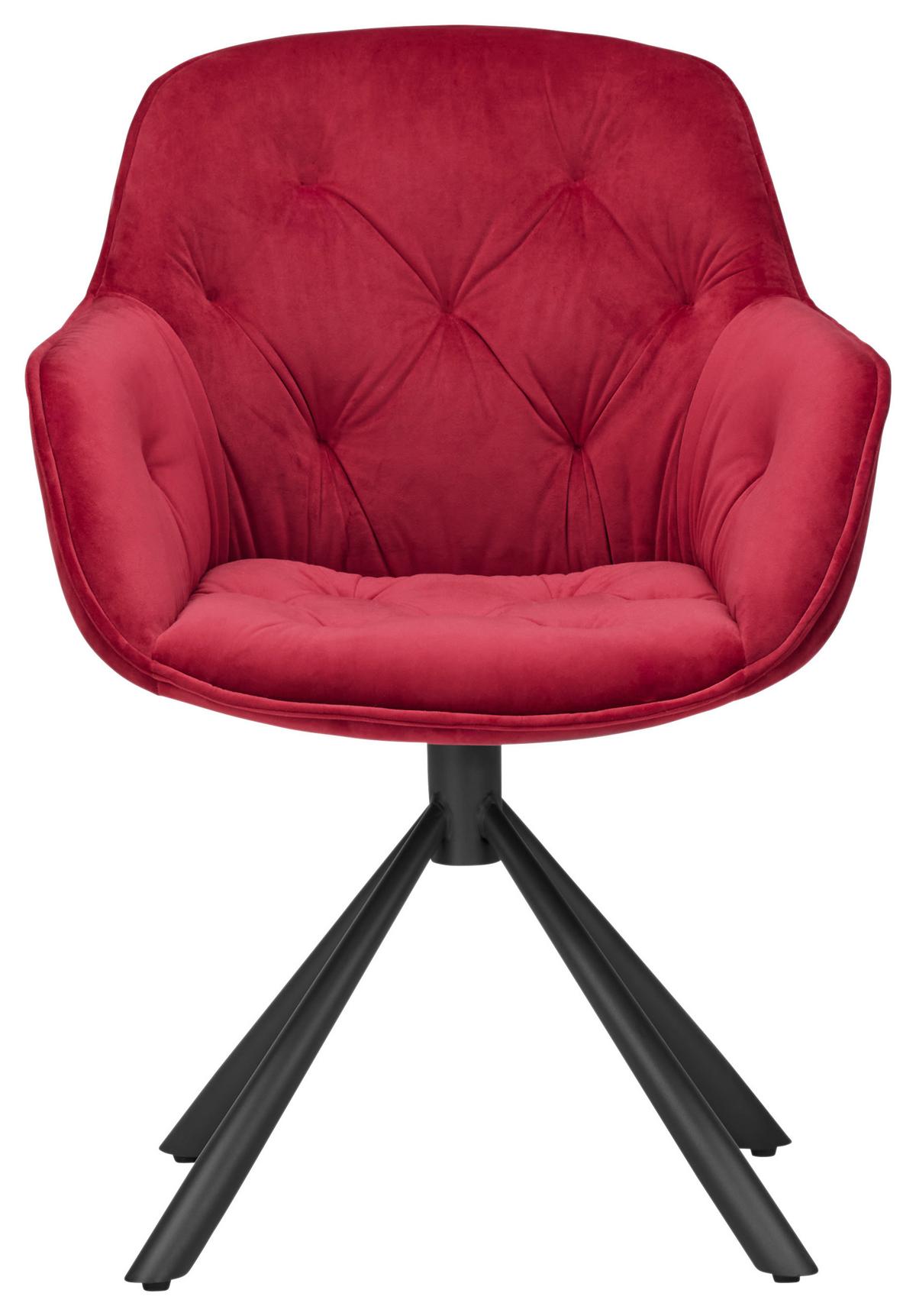 Armlehnstuhl in Rot - Rot/Schwarz, Modern, Textil/Metall (63/86/66cm) - Mömax