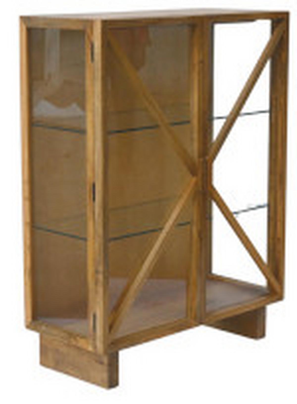 Vitrine Kella Naturfarben B: 100 cm - Naturfarben, Design, Glas/Holz (100/132/44cm) - Livetastic