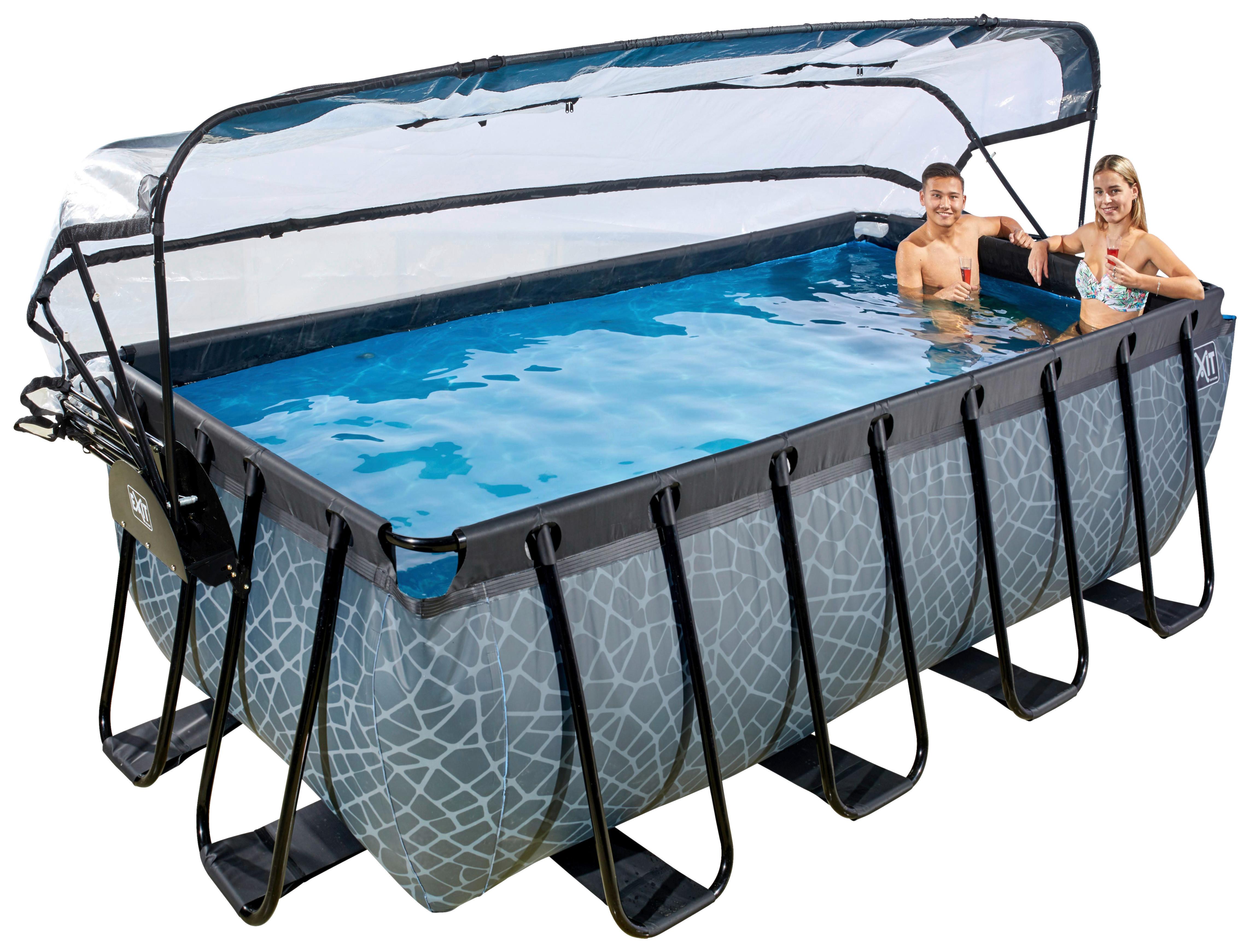 Bazen Exit Stone Pool, Črpalka S Peščenim Filtrom, 400x200cm - črna, Konvencionalno, kovina (400/200/122cm) - EXIT Toys