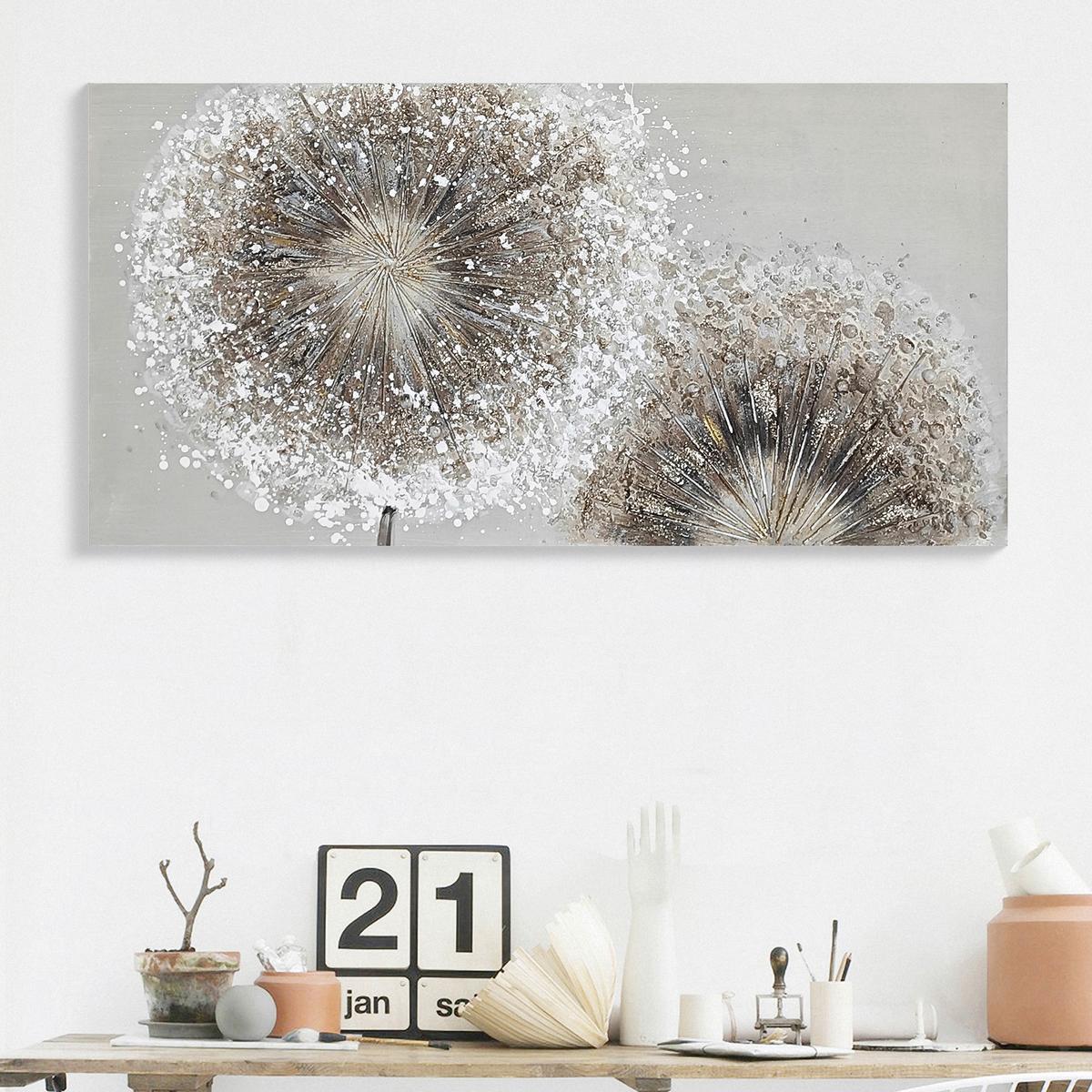 Tablou Elise cca. 120x60 cm - alb/gri, Modern, lemn/textil (120/60/3cm) - Mömax