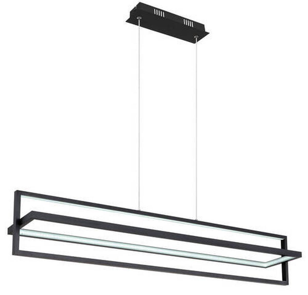 Hängeleuchte Flips Opal/Schwarz max. 43 Watt - Opal/Schwarz, Trend, Kunststoff/Metall (102/18/120cm) - Globo