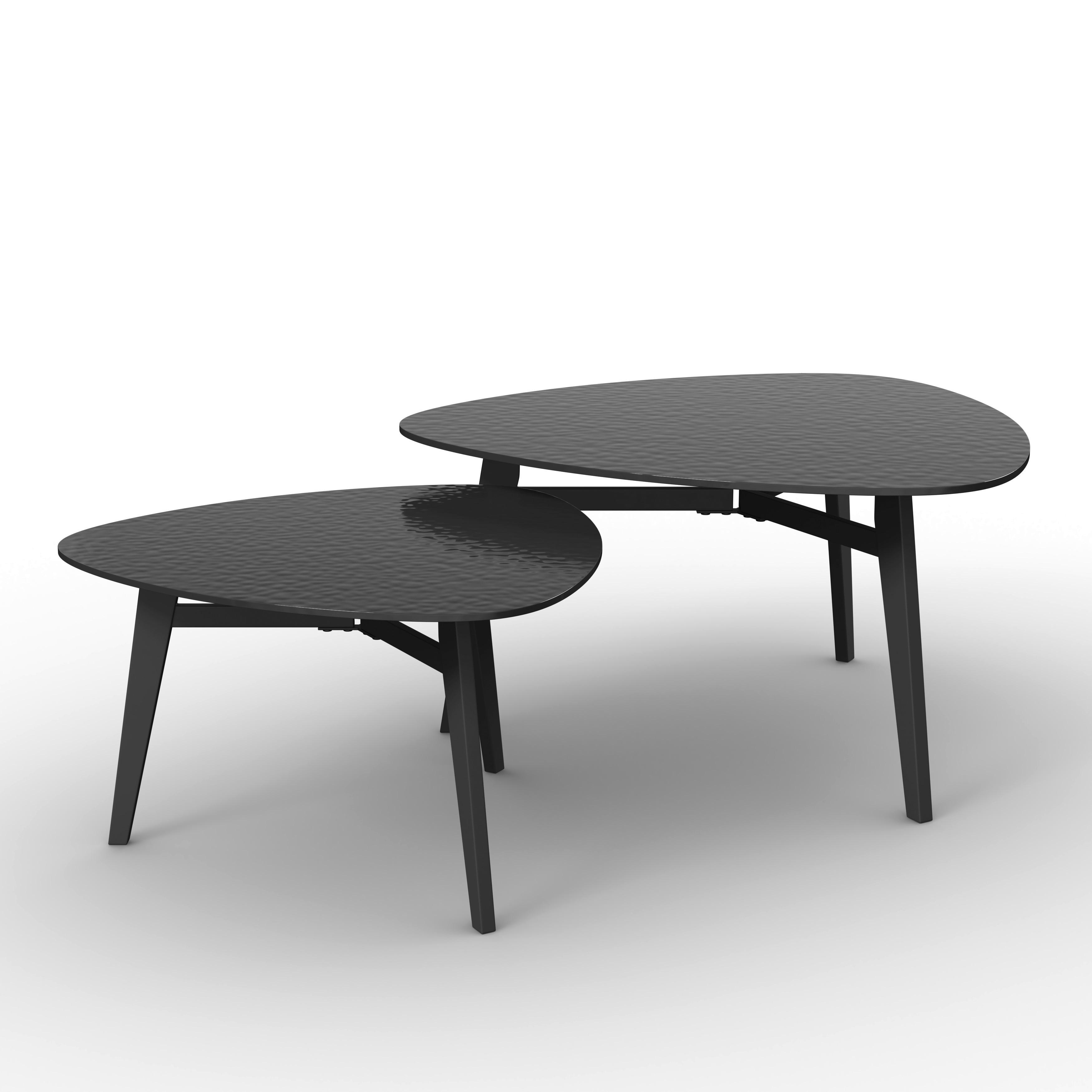 Couchtisch-Set Kelaya Schwarz Glas/Metall - Schwarz, MODERN, Glas/Metall (80/60/42/36/80/60cm) - Bessagi Home