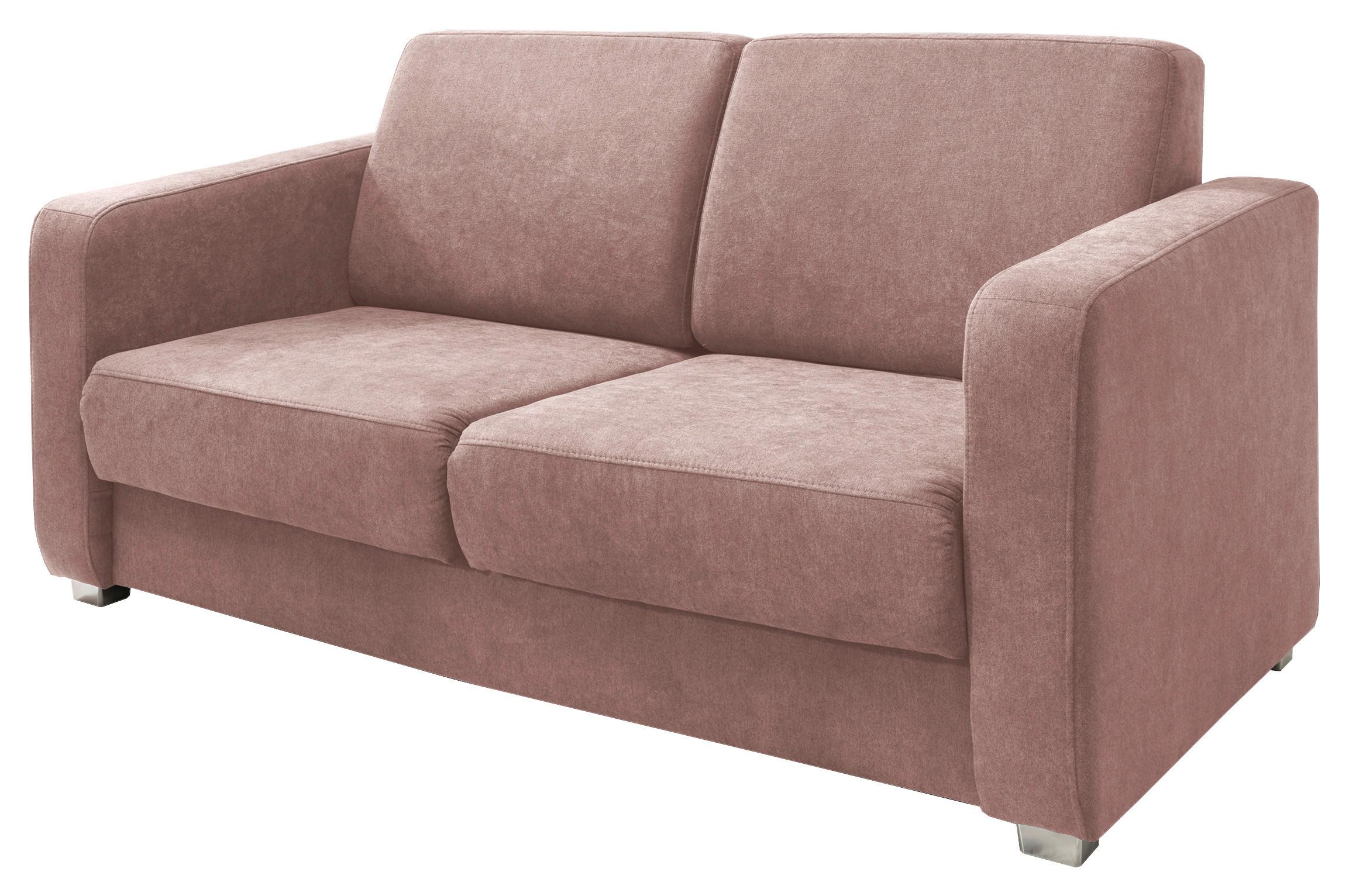 Schlafsofa Mia Rosa Mikrofaser - Chromfarben/Altrosa, Design, Kunststoff/Textil (159/88/87cm) - Livetastic