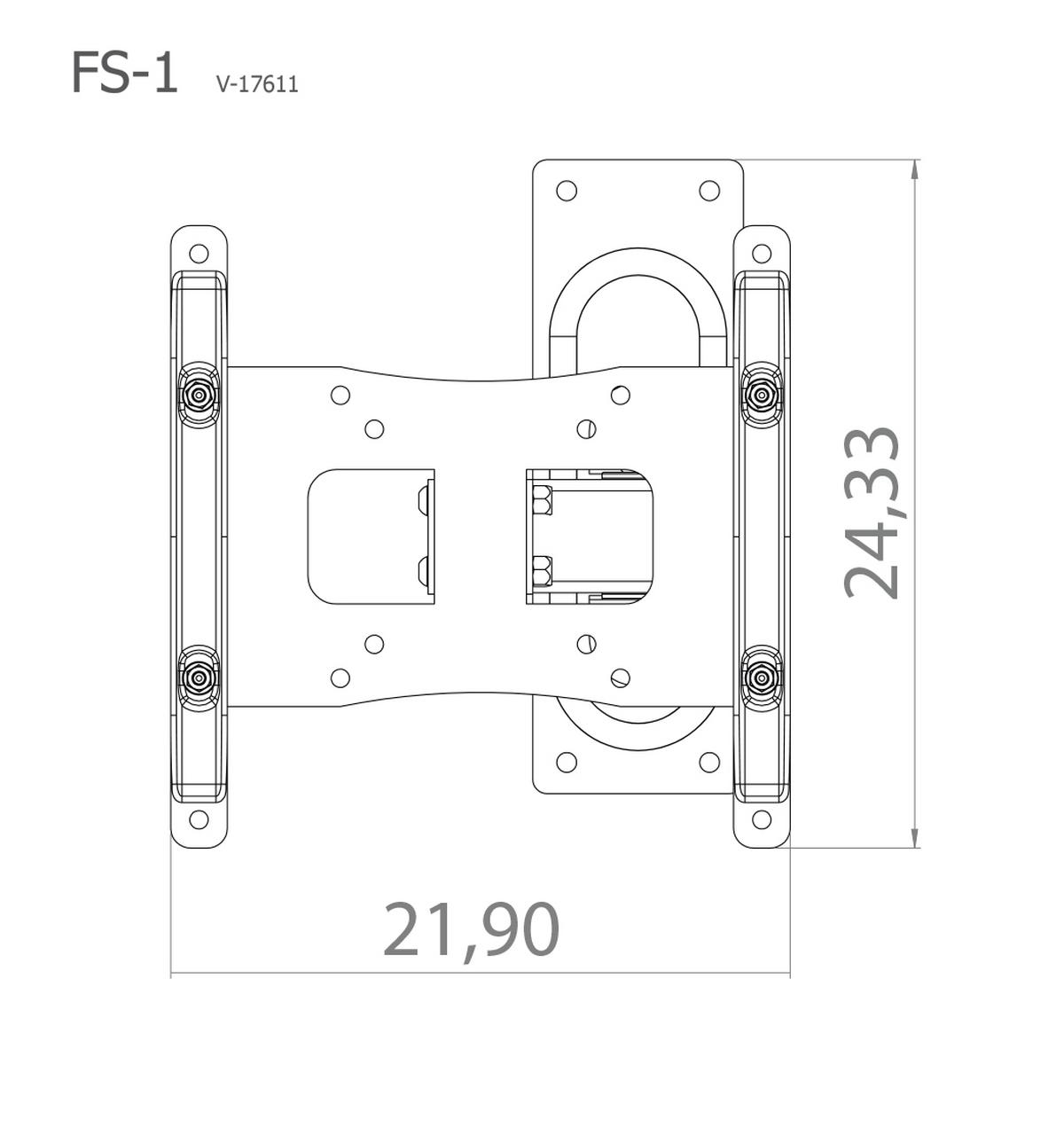 TV-Wandhalter FS 1 in ca. 25x22 cm Silber - Silberfarben, KONVENTIONELL, Metall (24,33/22/9,6cm) - MID.YOU