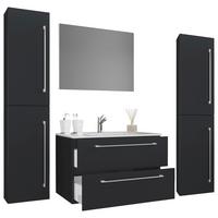 Kopalnica Badinos, Črna - črna/siva, Moderno, kovina/leseni material (147cm) - MID.YOU