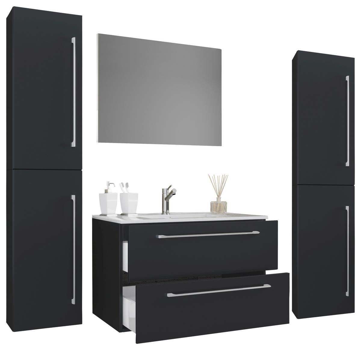 Kopalnica Badinos, Črna - črna/siva, Moderno, kovina/leseni material (147cm) - MID.YOU