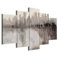 Slika Na Platnu City In The Rain - siva/krem barve, Basics, tekstil/leseni material (100/50/1,2cm) - artgeist