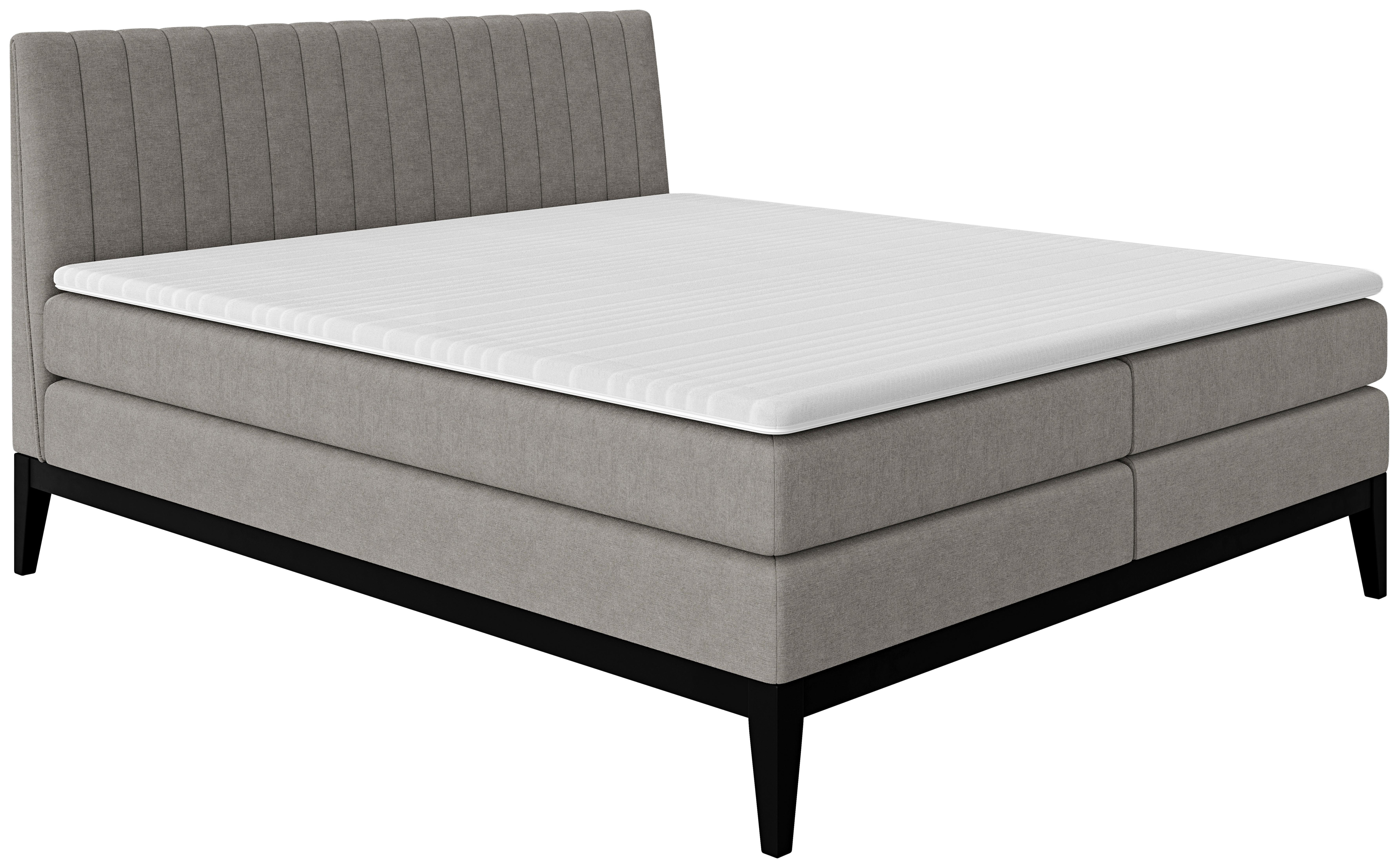 Boxspringbett Nola Taupe ca. 160x200cm - Taupe/Schwarz, KONVENTIONELL, Holz/Textil (160/200cm) - Based