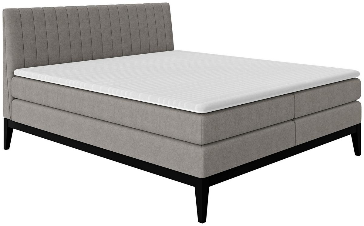 Boxspringbett Nola Taupe ca. 180x200cm - Taupe/Schwarz, KONVENTIONELL, Holz/Textil (180/200cm) - Based