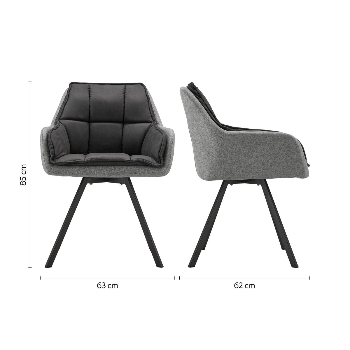 Naslanjač Billy, Siva - temno siva/siva, Moderno, kovina/tekstil (62/85/62cm) - Bessagi Home