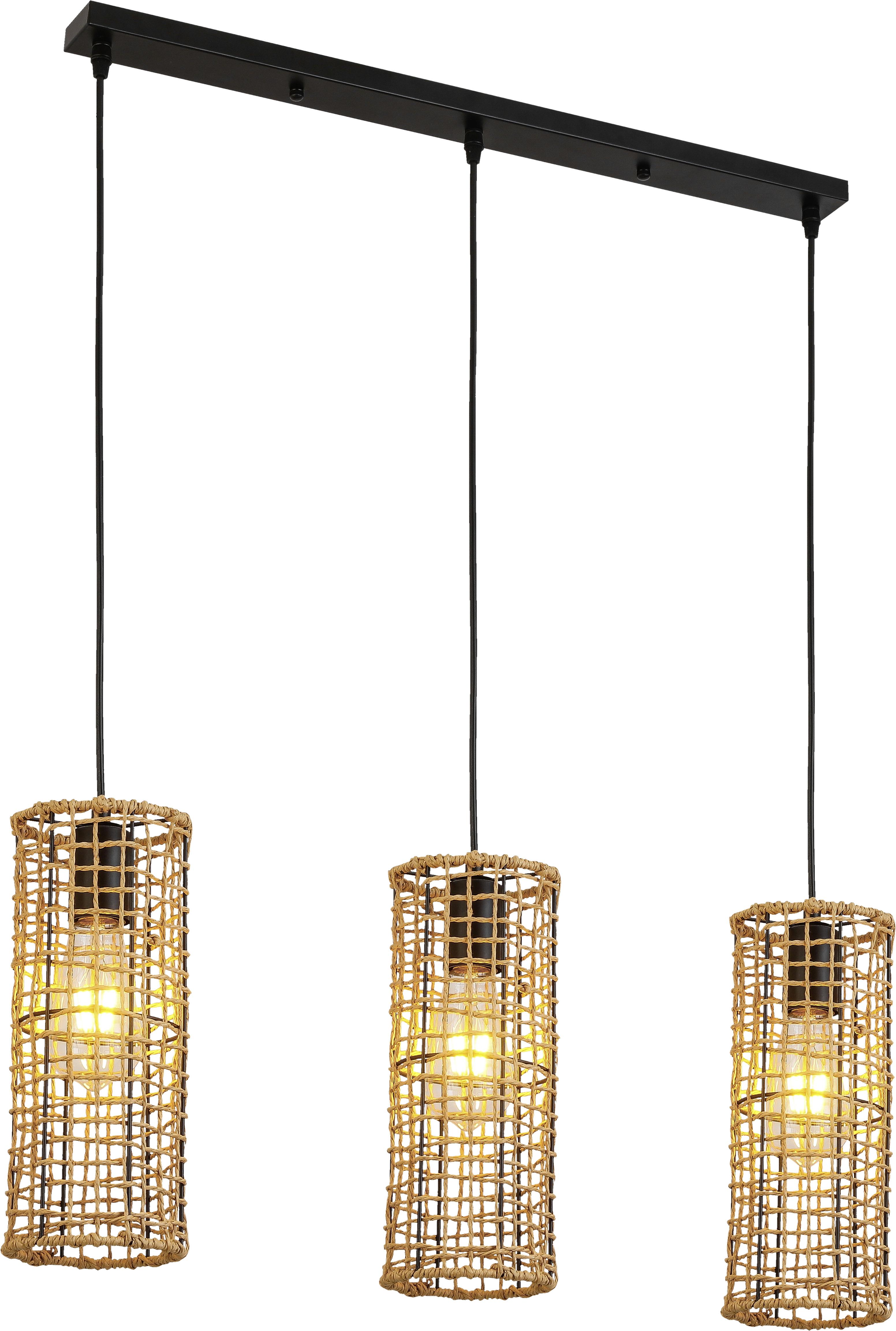 Hängeleuchte Jehanne max. 40 Watt - Schwarz/Naturfarben, Romantik / Landhaus, Textil/Metall (70cm) - Modern Living