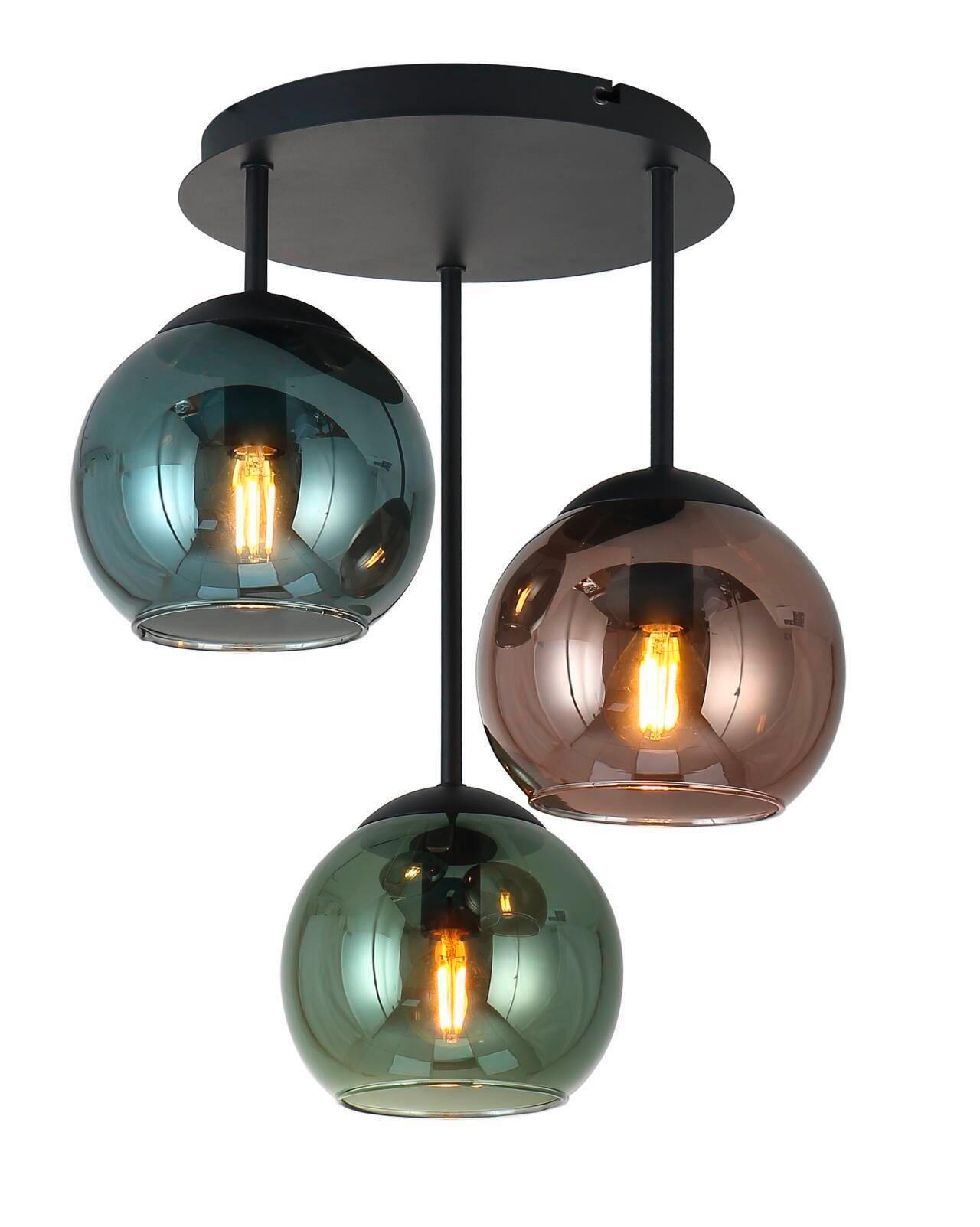 Deckenleuchte Gren Multicolor max. 25 Watt - Blau/Rot, MODERN, Glas/Metall (34.5/40,5cm)