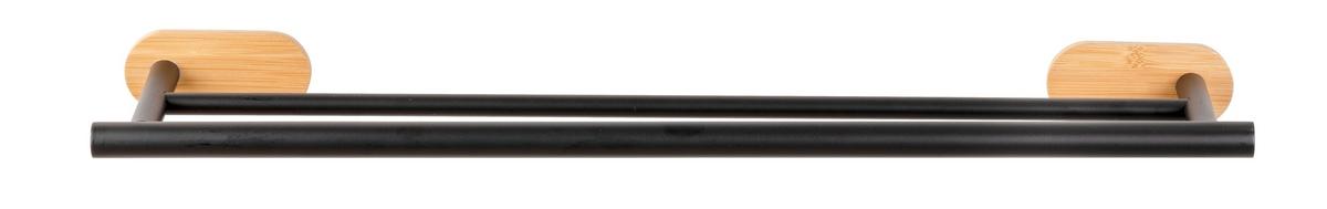 Handtuchstange in Schwarz - Schwarz/Naturfarben, MODERN, Holz/Metall (60/4,5/12cm) - Mömax