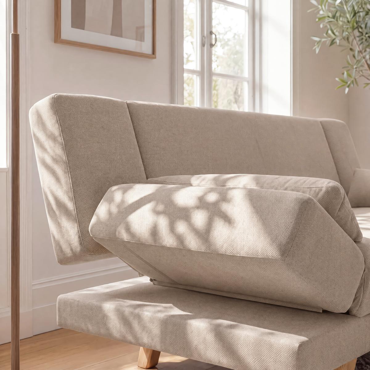 Zofa S Posteljno Funkcijo Funky - umazano rjava/bež, Moderno, tekstil/les (183/73/79cm) - Bessagi Home