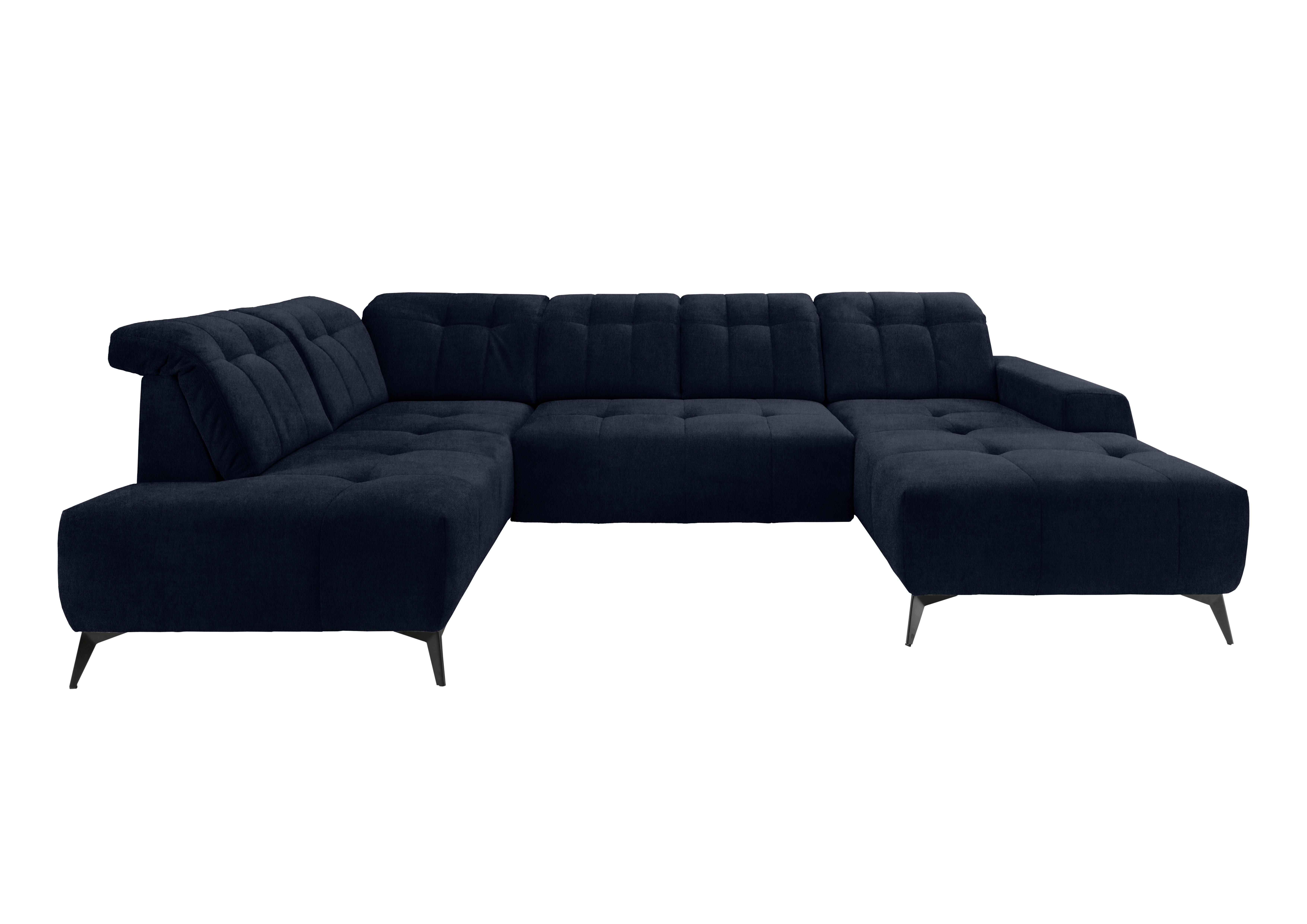 WOHNLANDSCHAFT SANO - Schwarz/Dunkelblau, MODERN, Textil/Metall (200/337/180cm) - Livetastic