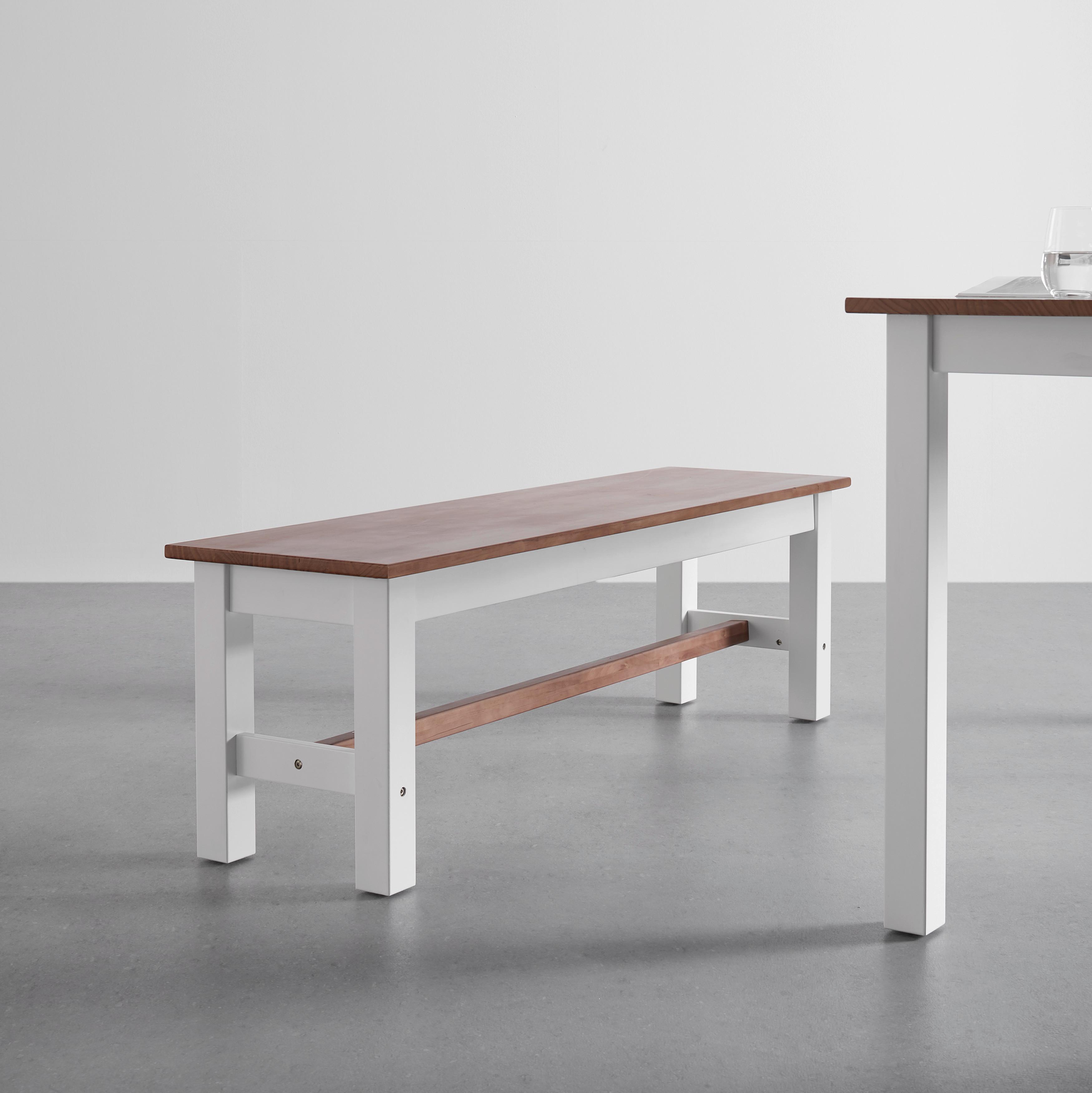 ŁAWKA ALESSANDRA - biały/kolor sosnowy, Modern, drewno (140/40/45cm) - Bessagi Home