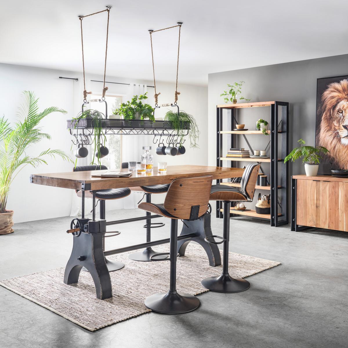 Masă INDUSTRIAL - culoare natur/negru, Lifestyle, lemn/metal (200/90/76cm) - Premium Living