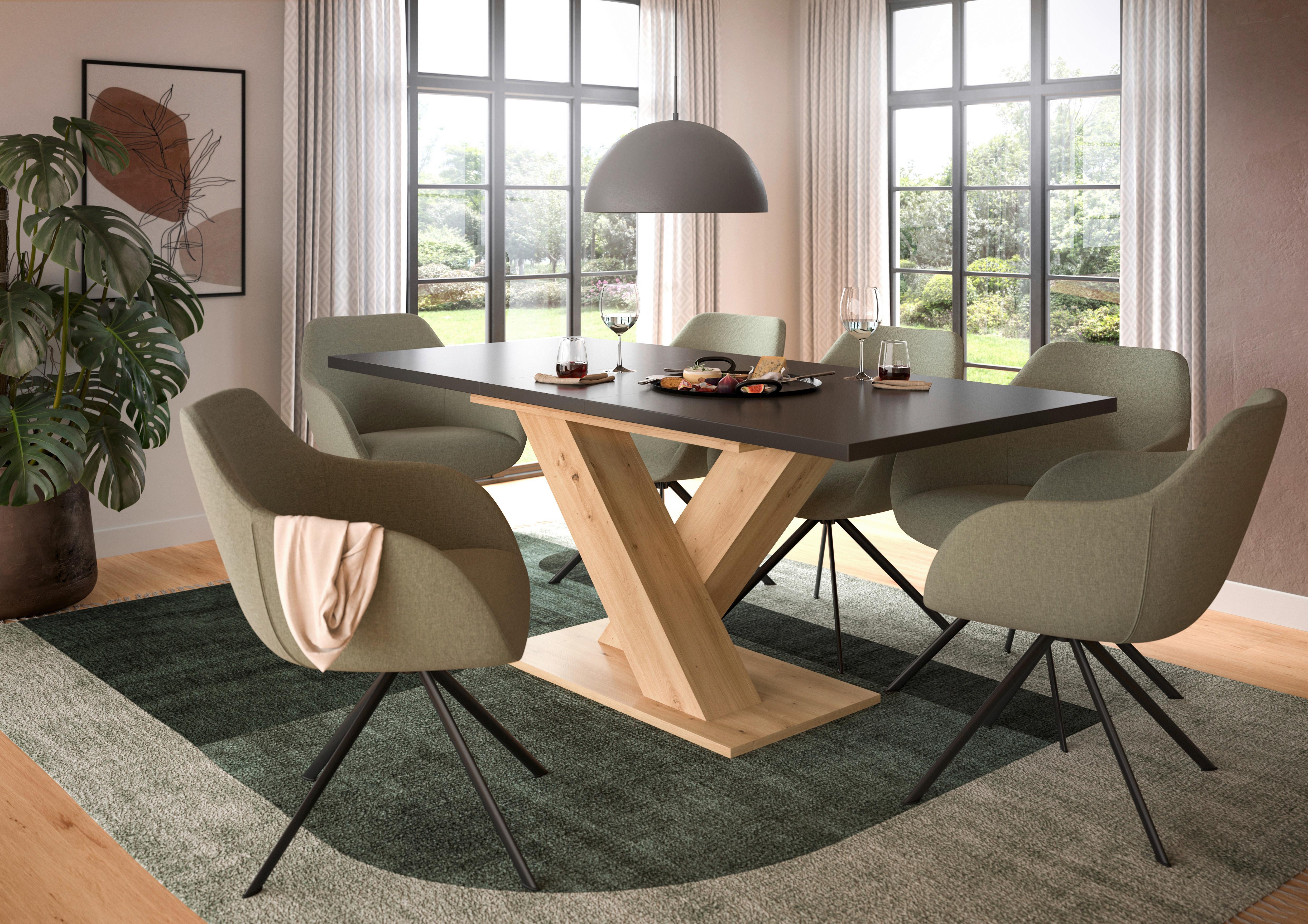 Ausziehtisch Marlon Grau ca. 150-190x90x76 cm - Eiche Artisan/Grau, KONVENTIONELL, Holzwerkstoff (150-190/90/76cm)