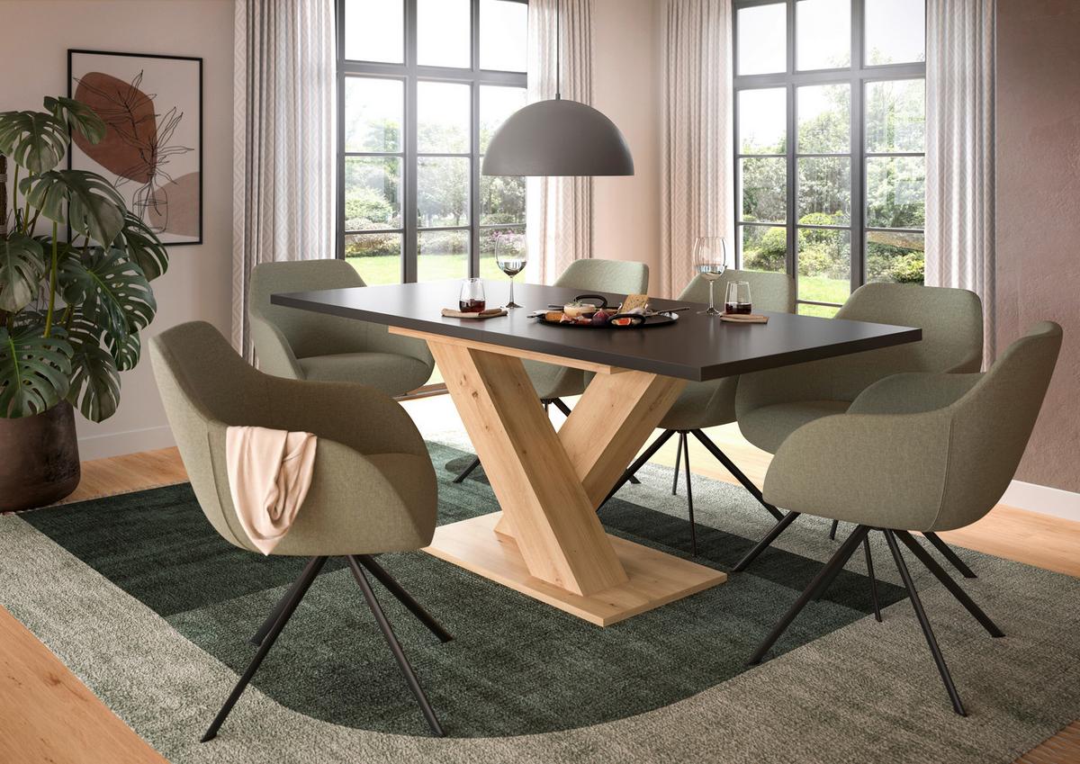 Ausziehtisch Marlon Grau ca. 150-190x90x76 cm - Eiche Artisan/Grau, KONVENTIONELL, Holzwerkstoff (150-190/90/76cm)