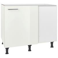 Eckunterschrank Flash Weiß Hochglanz - Edelstahlfarben/Weiß Hochglanz, MODERN, Holzwerkstoff/Metall (125/87/65cm) - Nobilia