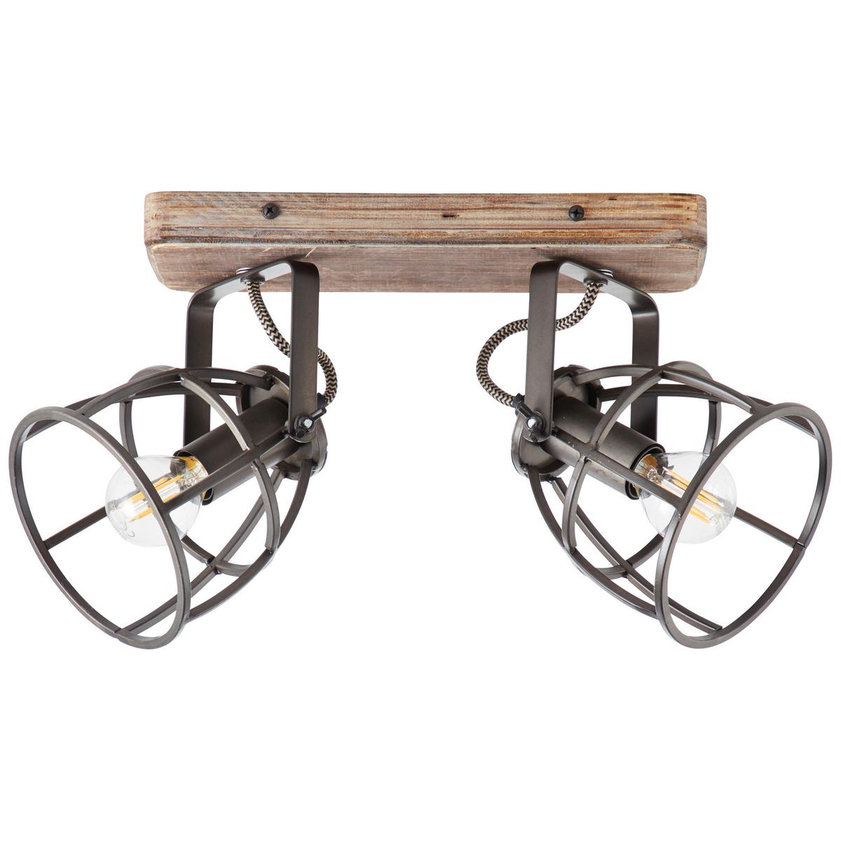 Deckenleuchte Matrix Schwarz/Hellbraun max. 28 Watt - Hellbraun/Schwarz, Natur, Holz/Metall (18/29/16cm) - Brilliant