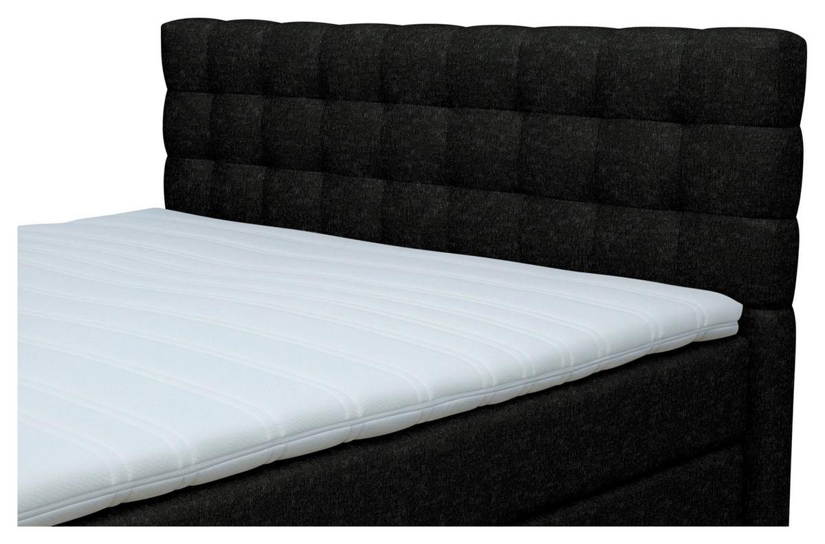Boxspringbett London Schwarz ca. 180x200cm - Chromfarben/Schwarz, MODERN, Holz/Holzwerkstoff (180/200cm) - Premium Living