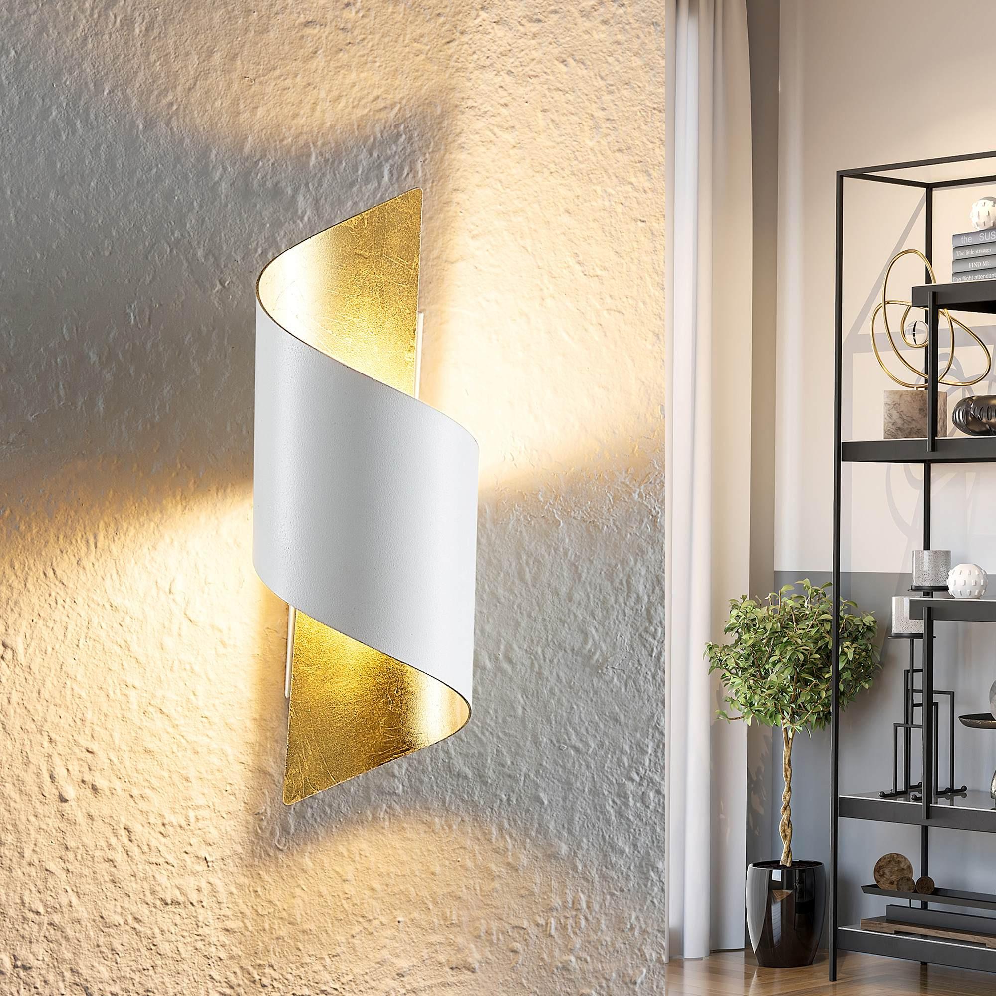 KINKIET MARIE *SBM* - biały/kolor złoty, Basics, metal (8/24/11cm) - Marama