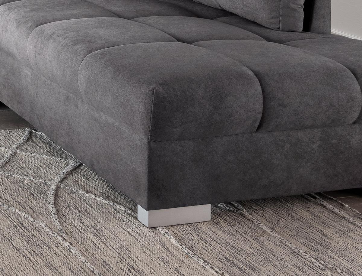 Wohnlandschaft Alvito Anthrazit Nylon/Mikrofaser - Anthrazit/Silberfarben, Design, Holz/Textil (298/202cm) - MID.YOU