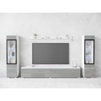 Dnevni Regal Vera I, Bela, Siva, Z Osvetlitvijo, 4-Delni - siva/bela, Trend, umetna masa/steklo (240/130/33cm) - P & B