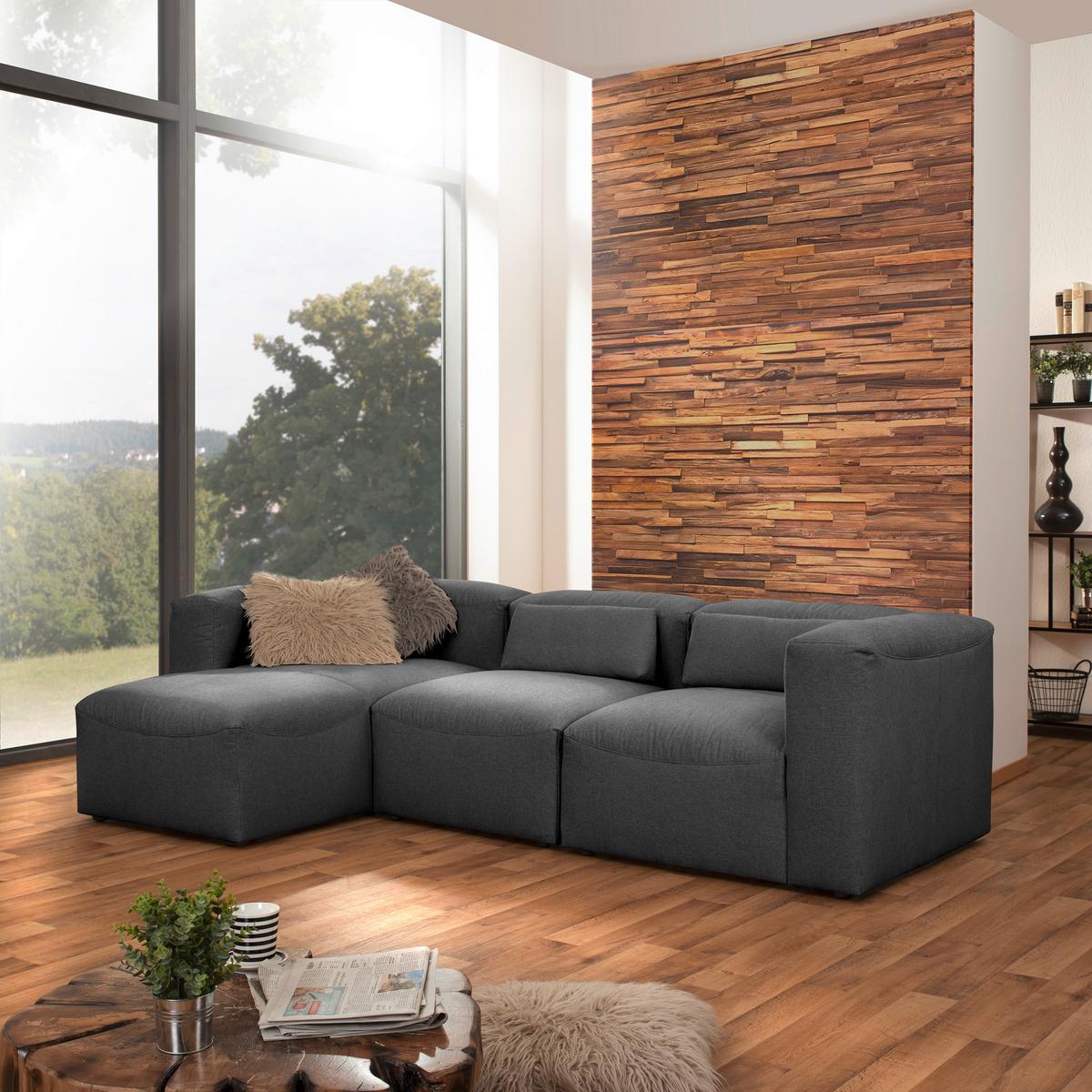 ECKSOFA LENA - Anthrazit, Design, Kunststoff/Textil (160/275cm) - Max Winzer