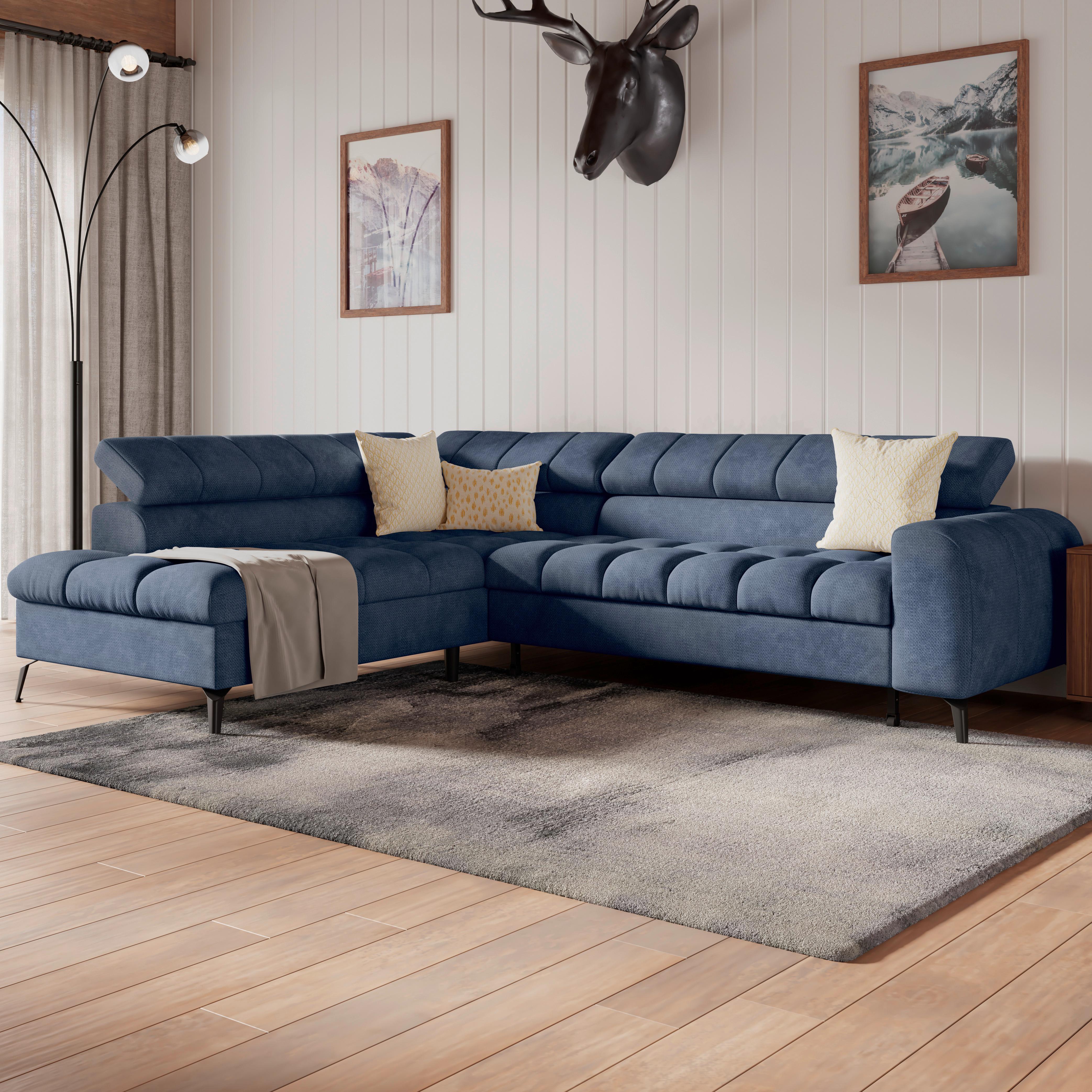 Kutna Garnitura Volf - plava/crna, Trend, tekstil/metal (203/261cm)