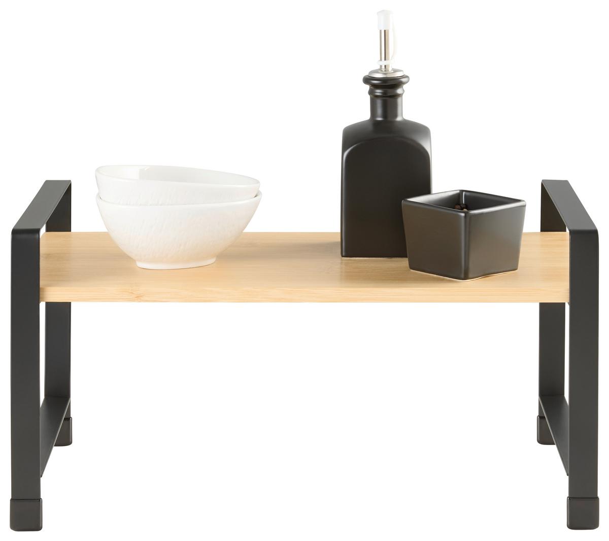 Etajeră de bucătărie Rita - 1 - culoare natur/negru, Modern, materiale naturale/metal (40/20/23cm) - Mömax