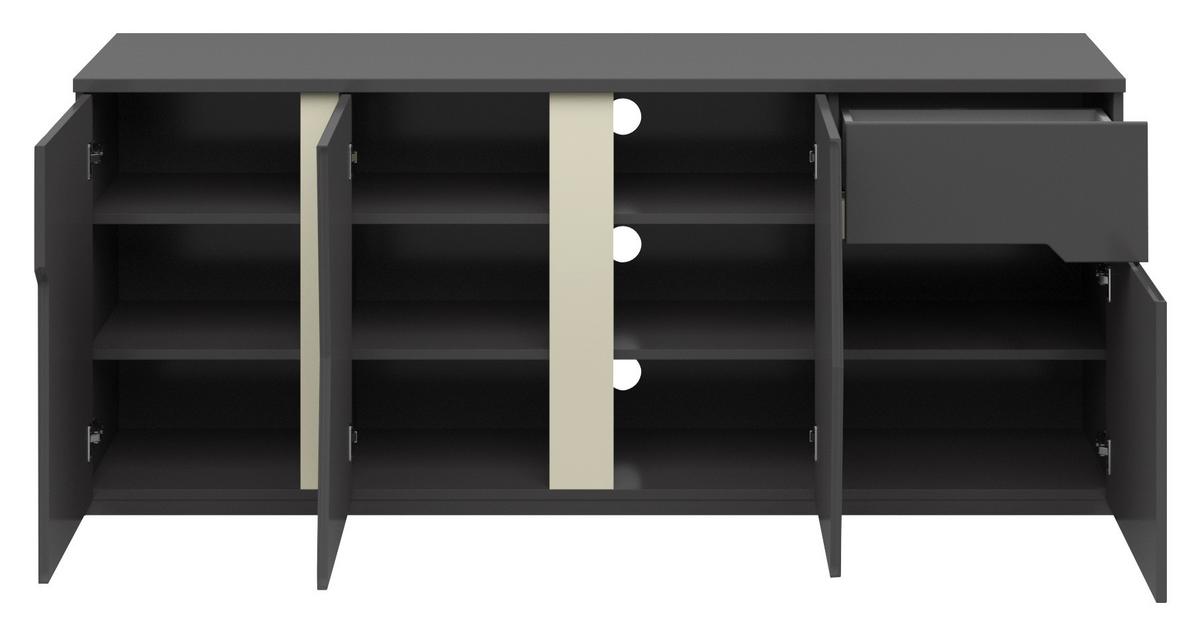 lowboard in Grau/Graphitfarben - couleur graphite/gris, Modern, matière synthétique/matériau de bois (164/69/42cm) - Premium Living