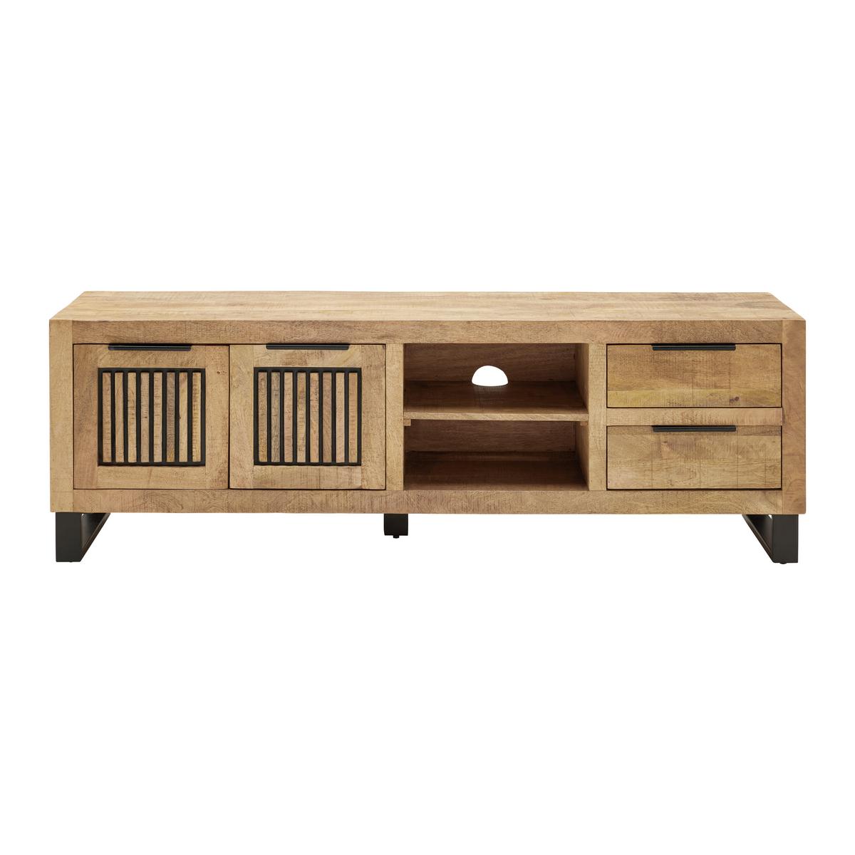 TV-Element Everest in Naturfarben/Schwarz - Schwarz/Naturfarben, Natur, Holz/Metall (175/57/40cm) - Mömax