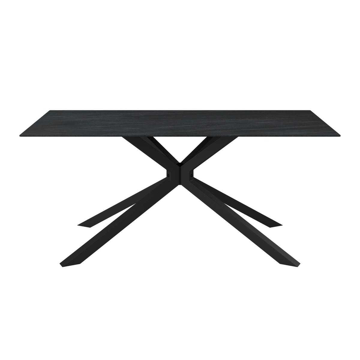 Esstisch Livan Dunkelgrau Keramik ca. 180x90x76 cm - Dunkelgrau/Schwarz, MODERN, Stein/Metall (180/76/90cm) - Bessagi Home