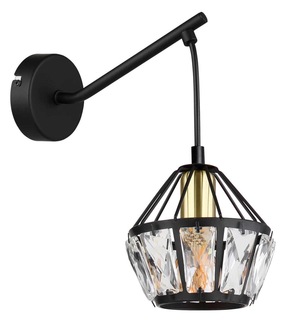 Svjetiljka Zidna 54359w - boje mjeda/prozirno, Basics, staklo/metal (12,5/23/25cm) - Globo