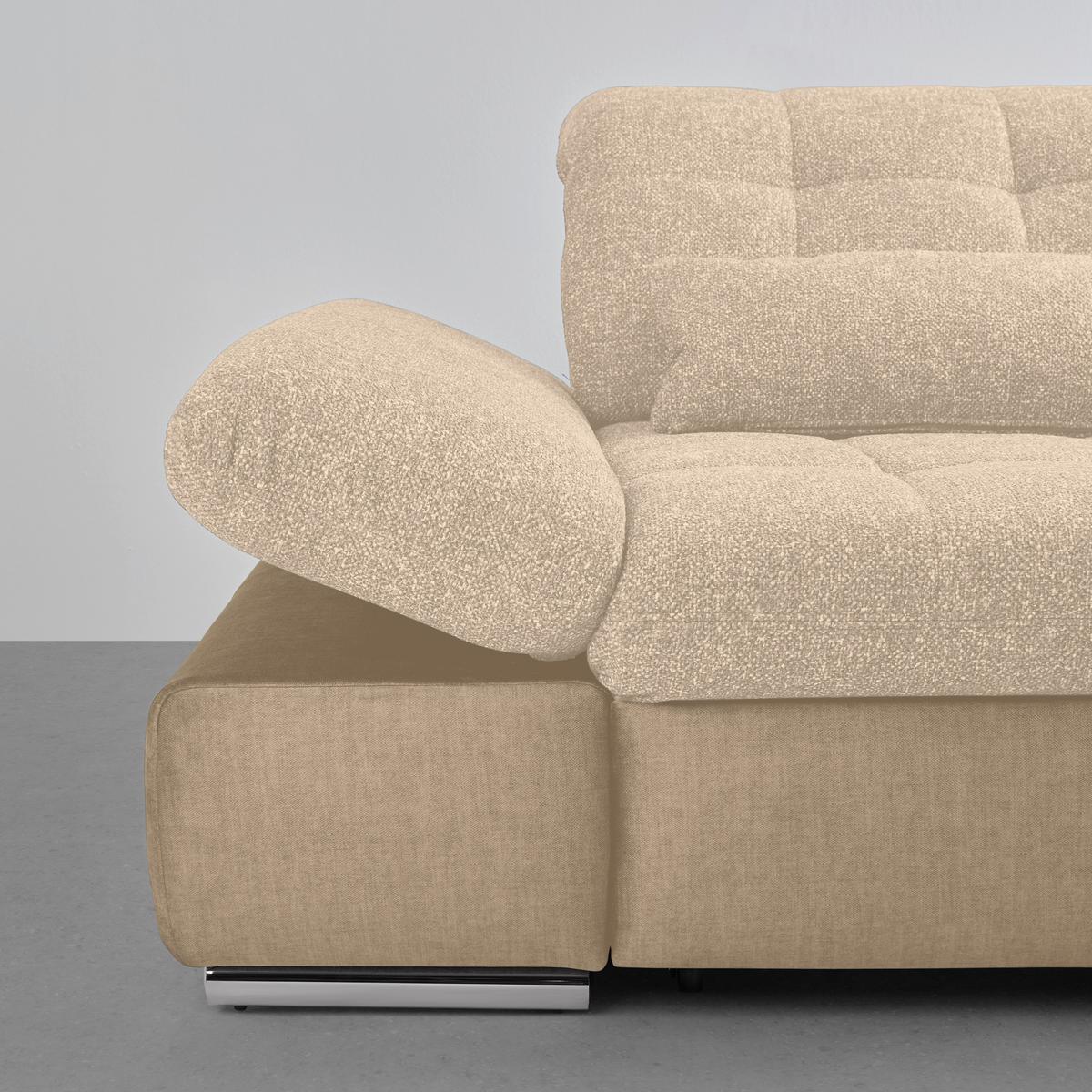 Wohnlandschaft Sanfino Beige/Taupe - Taupe/Chromfarben, KONVENTIONELL, Holz/Textil (305/79-96/199cm) - Premium Living
